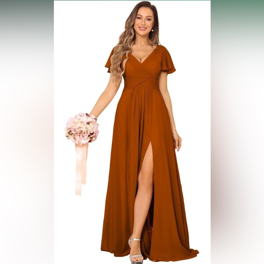 V Neck Bridesmaids Dress w/Pockets